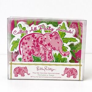 Vintage Lilly Pulitzer TABOO Pink Elephant Invitations Party Animals Rare (13)